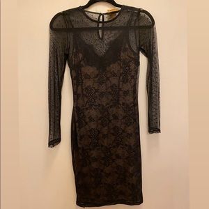 H&M long sleeve lace with slip dress black size 4